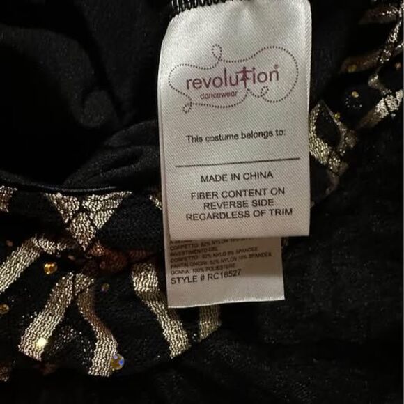 Revolution Dancewear Women’s Black and Gold Ballet Dance Leotard - Picture 7 of 8